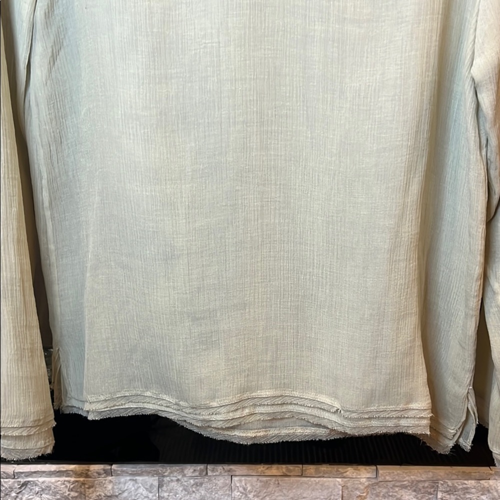 Zara Cream Long Sleeve Sheer Top - Picture 7 of 12
